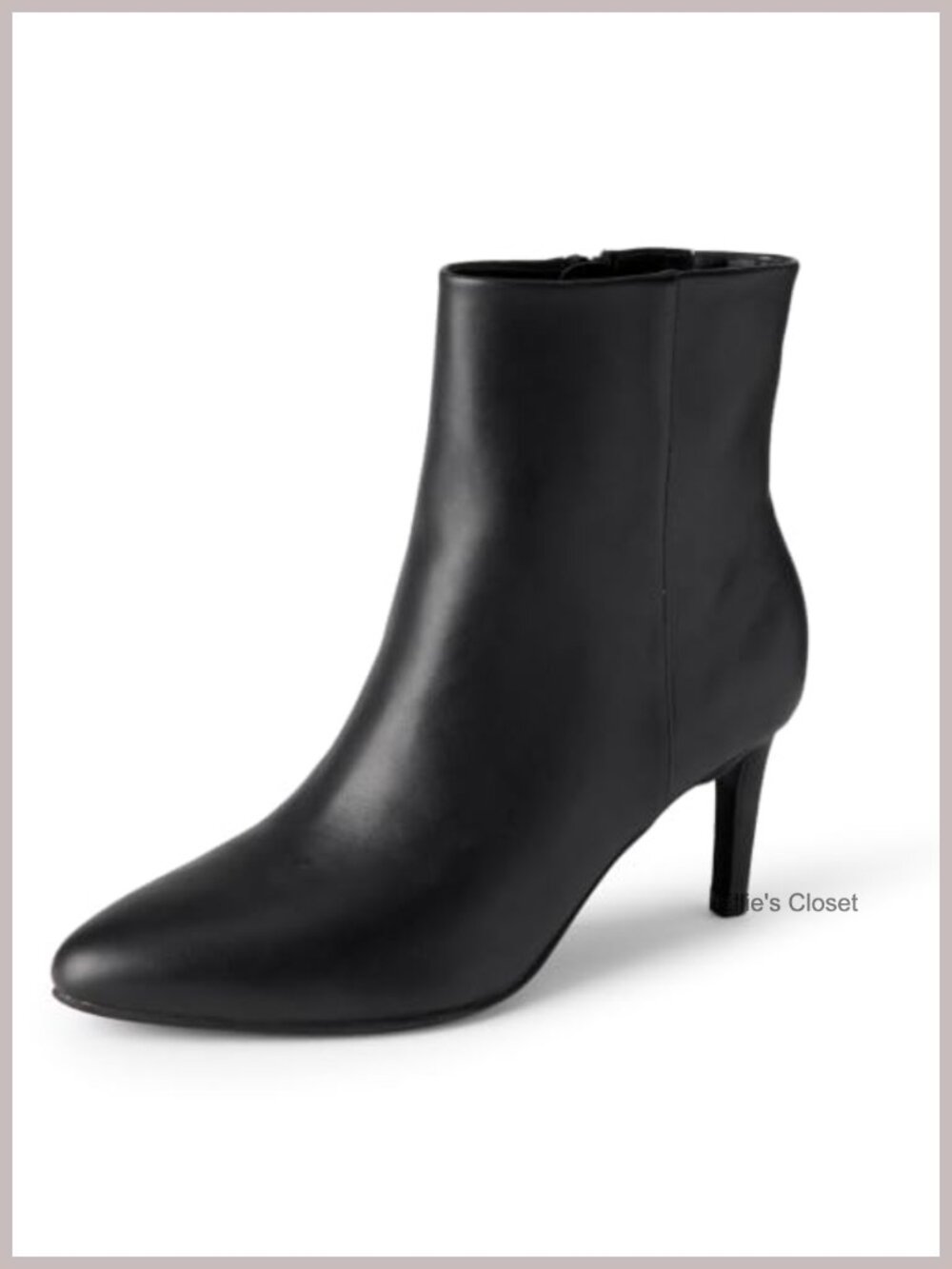 Stiletto Heel Ankle Boots Faux Leather Pointed Toe Side Zip Dress Booties